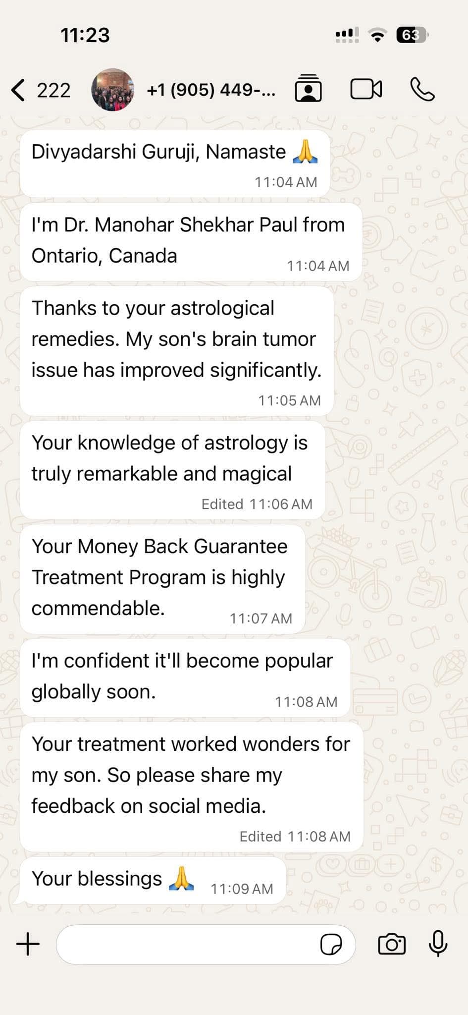 WhatsApp proof screenshot 1 for Verified Client Result #1