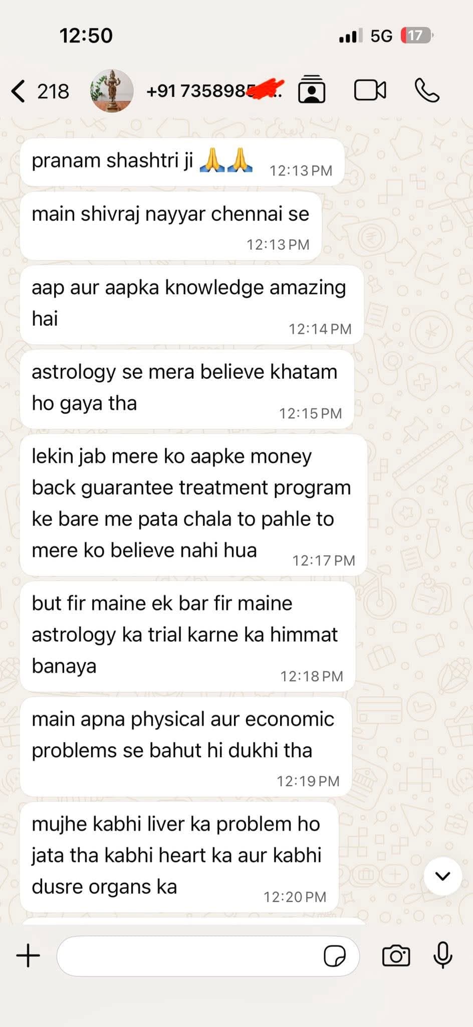 WhatsApp proof screenshot 1 for Verified Client Result #2